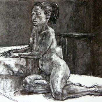 Drawing titled "académie 2017 5" by Christian Rolland, Original Artwork, Charcoal