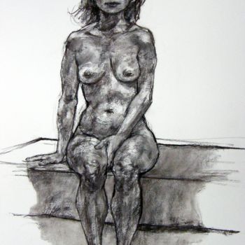 Drawing titled "fusain 2017 8" by Christian Rolland, Original Artwork, Charcoal