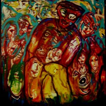 Peinture intitulée "LE PORTEUR D'HUMANI…" par Christian Saint Marc, Œuvre d'art originale, Huile
