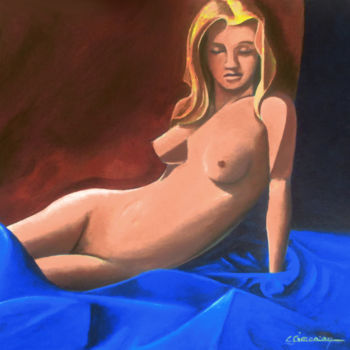 Painting titled "Jeune femme regarda…" by Christian Simonian, Original Artwork, Acrylic