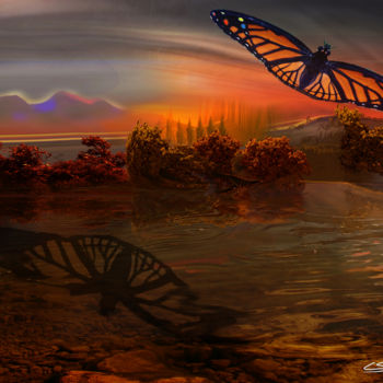 Digital Arts titled "Le papillon" by Christian Simonian, Original Artwork, Digital Painting