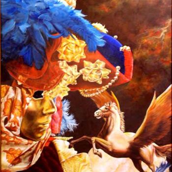 Peinture intitulée "Pégase et le Masque" par Christian Torres, Œuvre d'art originale, Huile