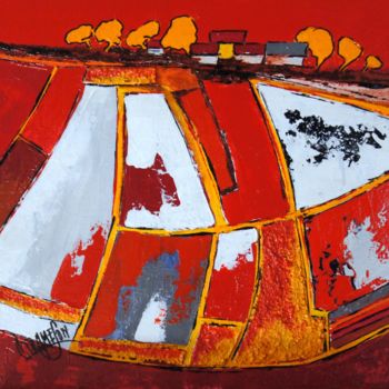 Peinture intitulée "Les Terres Rouges" par Christian Trameçon, Œuvre d'art originale, Acrylique