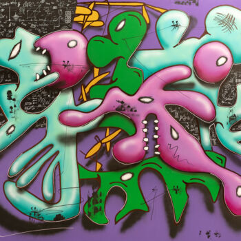 Картина под названием "Brain food" - Christian Van Hedel, Подлинное произведение искусства, Акрил Установлен на Алюминий