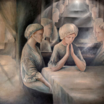 Pittura intitolato "Les deux miroirs" da Christiana Visentin Gajoni, Opera d'arte originale, Olio
