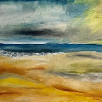 Peinture intitulée "La plage de L." par Christiane Arques, Œuvre d'art originale, Huile