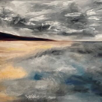 Painting titled "Ocean gris" by Christiane Arques, Original Artwork, Oil