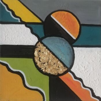 Painting titled "Soleil levant" by Christiane Bernais, Original Artwork, Acrylic Mounted on Wood Stretcher frame