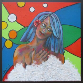 Painting titled "Bain moussant" by Christiane Bernais, Original Artwork, Acrylic Mounted on Wood Stretcher frame