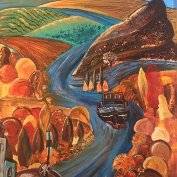 Painting titled "La rivière sauvage" by Christiane Biache, Original Artwork, Acrylic