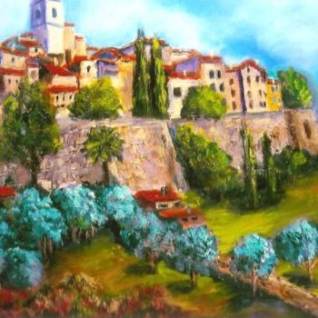 Peinture intitulée "SAINT PAUL DE VENCE" par Christiane Bouvier, Œuvre d'art originale, Huile