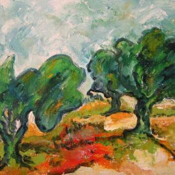 Painting titled "Les trois arbres" by Christiane Casanova, Original Artwork