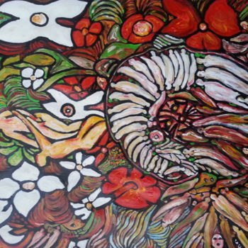 Pintura intitulada "Le Jardin d'Eden" por Christiane Guerry, Obras de arte originais, Acrílico