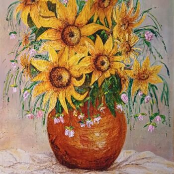 Painting titled "MES TOURNESOLS" by Christiane Guerry, Original Artwork, Acrylic