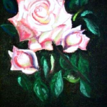 Painting titled "Rose charnelle" by Christiane Guilleminot, Original Artwork, Pastel