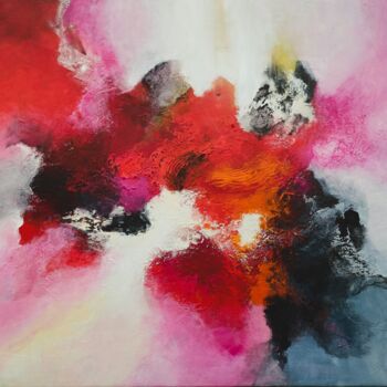 Painting titled "GLISSEMENT ROUGE" by Christiane Hess (CHRYSTAL), Original Artwork, Acrylic Mounted on Wood Stretcher frame
