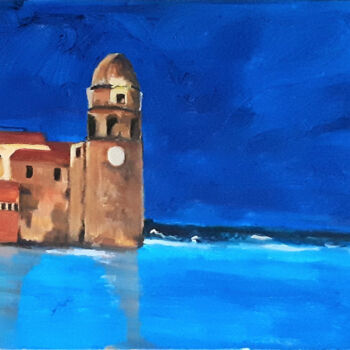 Painting titled "Collioure in the cl…" by Christiane Marette (Christiane Marette - B.C Créations), Original Artwork, Acrylic