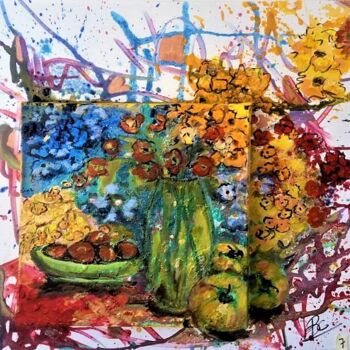 Painting titled "Still life painting…" by Christiane Marette (Christiane Marette - B.C Créations), Original Artwork, Acrylic