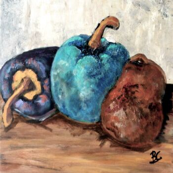 Painting titled "Still life Peppers…" by Christiane Marette (Christiane Marette - B.C Créations), Original Artwork, Acrylic