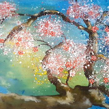 Painting titled "Spring flowering ch…" by Christiane Marette (Christiane Marette - B.C Créations), Original Artwork, Acrylic