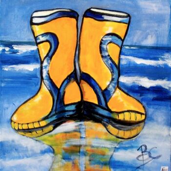 Painting titled "Painting "Boots of…" by Christiane Marette (Christiane Marette - B.C Créations), Original Artwork, Acrylic