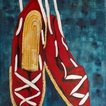 Painting titled "Catalan shoes - mod…" by Christiane Marette (Christiane Marette - B.C Créations), Original Artwork, Acrylic