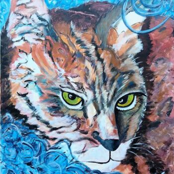 Peinture intitulée "A sulking cat - Art…" par Christiane Marette (Christiane Marette - B.C Créations), Œuvre d'art originale…