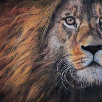 Malerei mit dem Titel "Le lion" von Christiane Mory, Original-Kunstwerk, Pastell