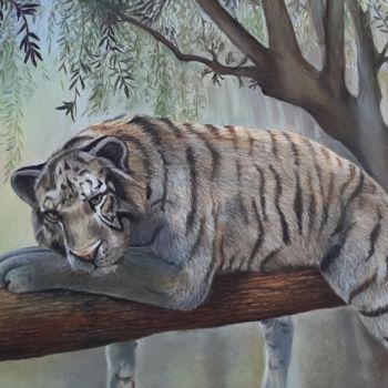 Pittura intitolato "Tigre" da Christiane Mory, Opera d'arte originale, Pastello