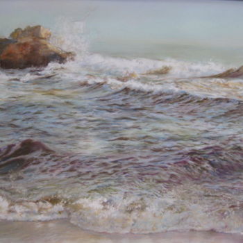 Painting titled "La plage du Platin" by Christiane Mory, Original Artwork, Pastel