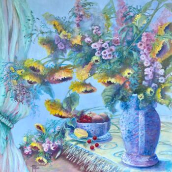 Pintura intitulada "Le Vase Bleu" por Christiane Papé, Obras de arte originais, Acrílico