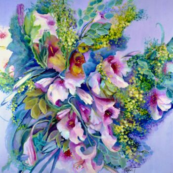 Pintura intitulada "Orgie de Fleurs" por Christiane Papé, Obras de arte originais, Acrílico