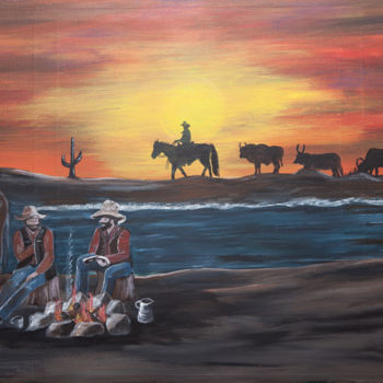 Malerei mit dem Titel "Abendsonne" von Christiane Reich, Original-Kunstwerk