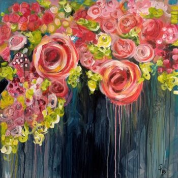 Peinture intitulée "The flowers of love…" par Christiane Roy, Œuvre d'art originale, Acrylique