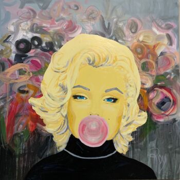 Painting titled "Très chère Marilyn 2" by Christiane Roy, Original Artwork, Acrylic Mounted on Wood Stretcher frame