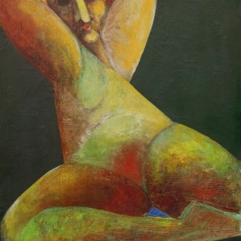 Painting titled "Femme - sexe" by Christiane Seguin, Original Artwork, Oil Mounted on Wood Stretcher frame