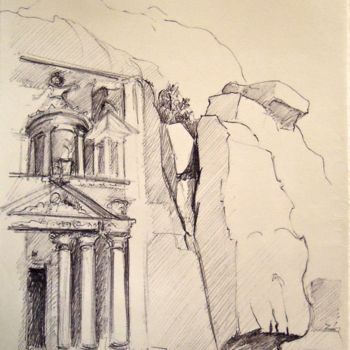 Disegno intitolato "Petra" da Christiane Seguin, Opera d'arte originale, Biro