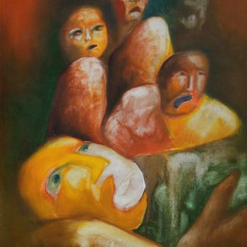 Peinture intitulée "Regards" par Christiane Seguin, Œuvre d'art originale, Huile Monté sur Châssis en bois