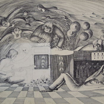 "El Kiffan" başlıklı Resim Christiane Seguin tarafından, Orijinal sanat, Mürekkep