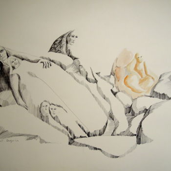 Drawing titled "Guet" by Christiane Seguin, Original Artwork, Ink