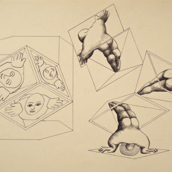 Dibujo titulada "Eclatement Hexagonal" por Christiane Seguin, Obra de arte original, Tinta