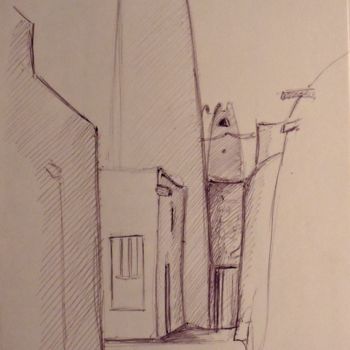 Drawing titled "Minaret" by Christiane Seguin, Original Artwork, Ballpoint pen