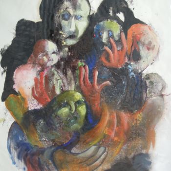 Malerei mit dem Titel "Mains" von Christiane Seguin, Original-Kunstwerk, Acryl