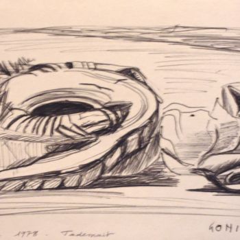 Zeichnungen mit dem Titel "Tademaït 1" von Christiane Seguin, Original-Kunstwerk, Kugelschreiber