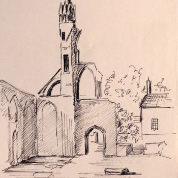 Zeichnungen mit dem Titel "Vestige - St Andrews" von Christiane Seguin, Original-Kunstwerk, Kugelschreiber