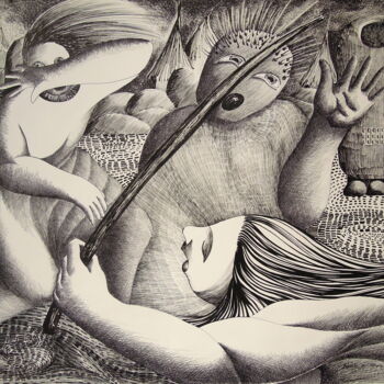 Disegno intitolato "Mora" da Christiane Seguin, Opera d'arte originale, Inchiostro