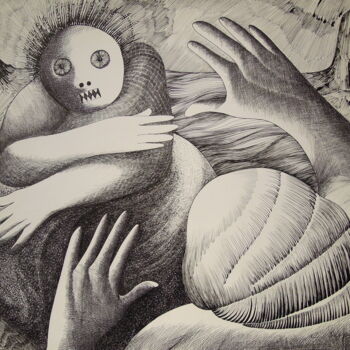 「Rhum-siki」というタイトルの描画 Christiane Seguinによって, オリジナルのアートワーク, インク