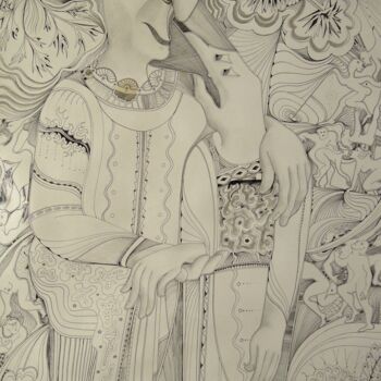 Dibujo titulada "Rostressé" por Christiane Seguin, Obra de arte original, Tinta