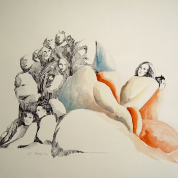Dibujo titulada "Graine" por Christiane Seguin, Obra de arte original, Tinta