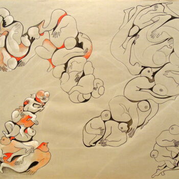 Desenho intitulada "Clans" por Christiane Seguin, Obras de arte originais, Tinta